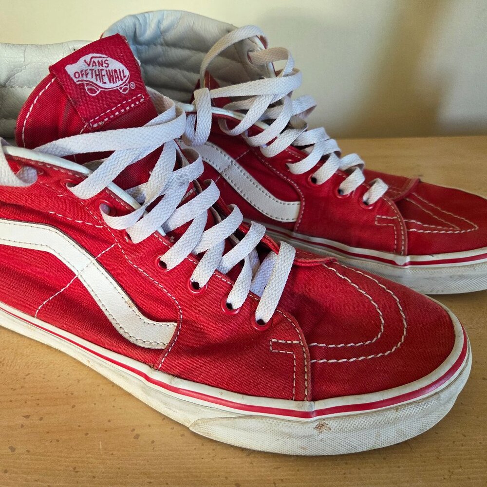 Red/white Vans Old Skool Hi canvas Mens 9.5